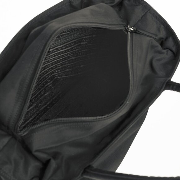 Prada Black Tessuto Nylon Logo-Plaque Tote - Picture 10 of 11